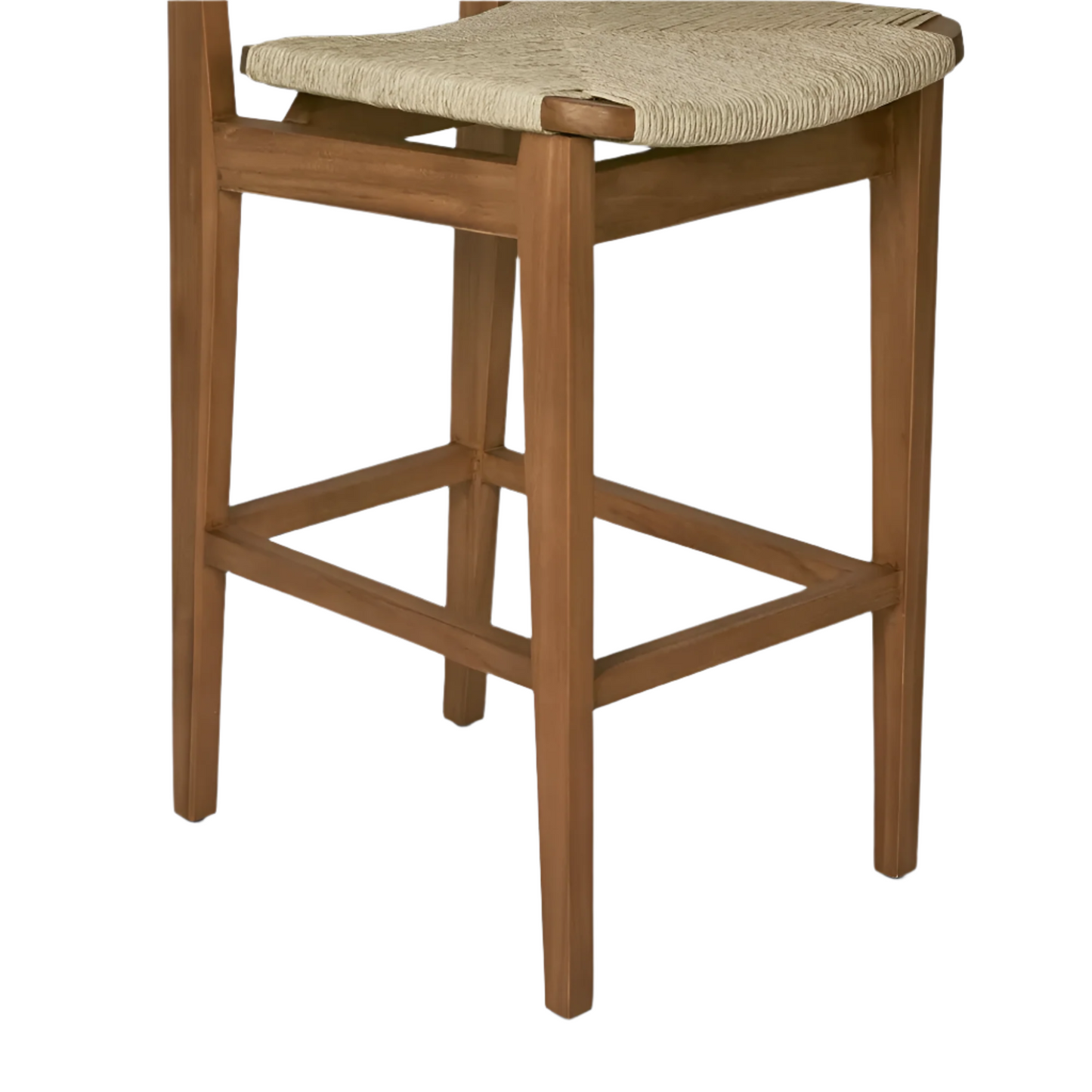 Flora Wood and Rattan Bar Stool
