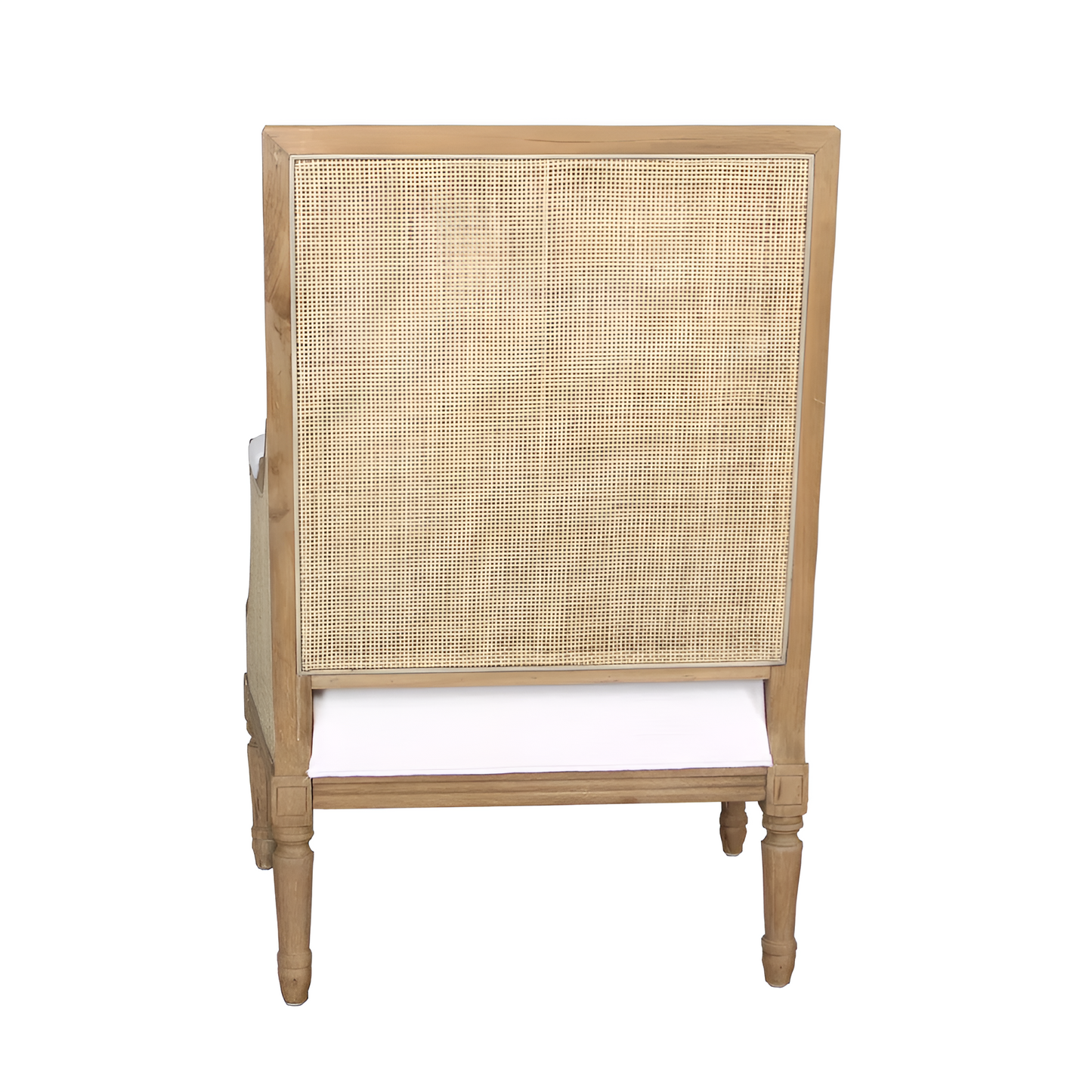 Hicks Oak and Rattan Armchair with White Cushion