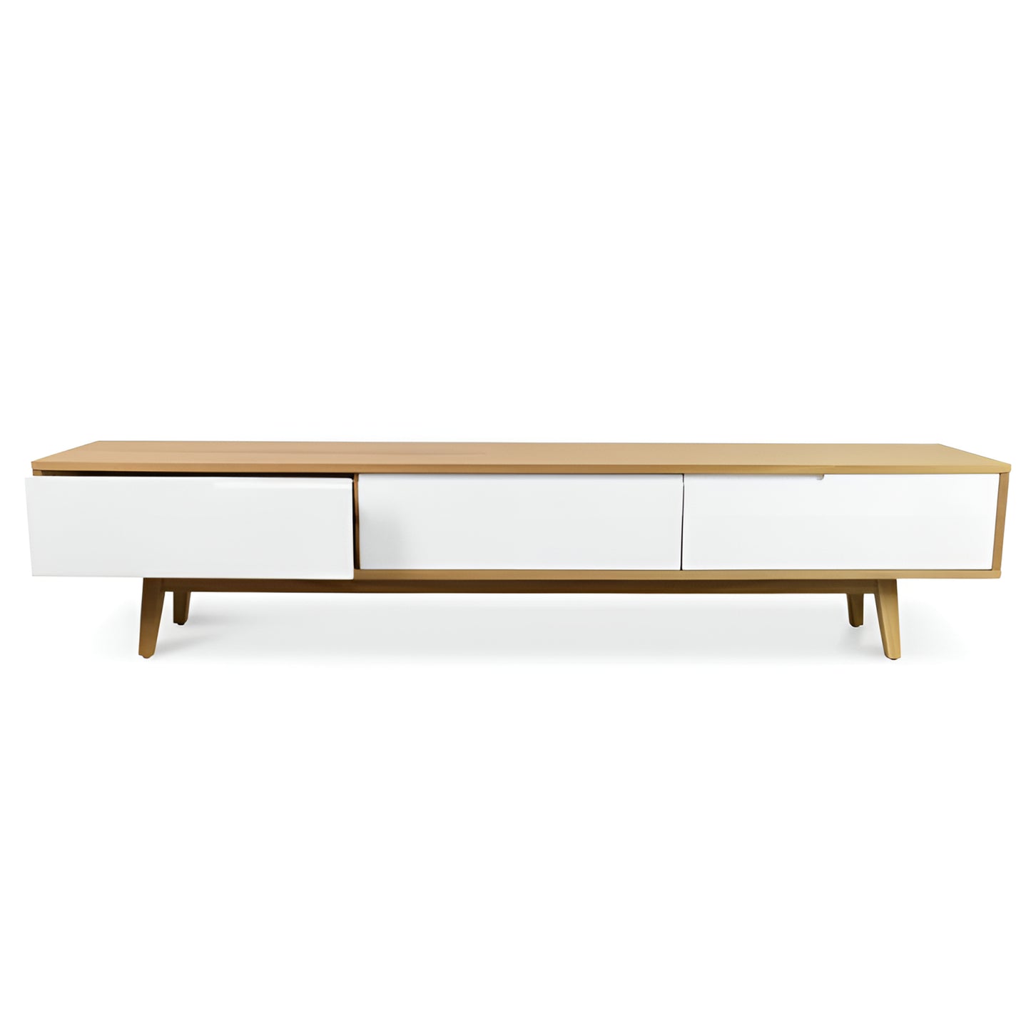 Lund Natural and White TV Unit, 2.1m, Lowline