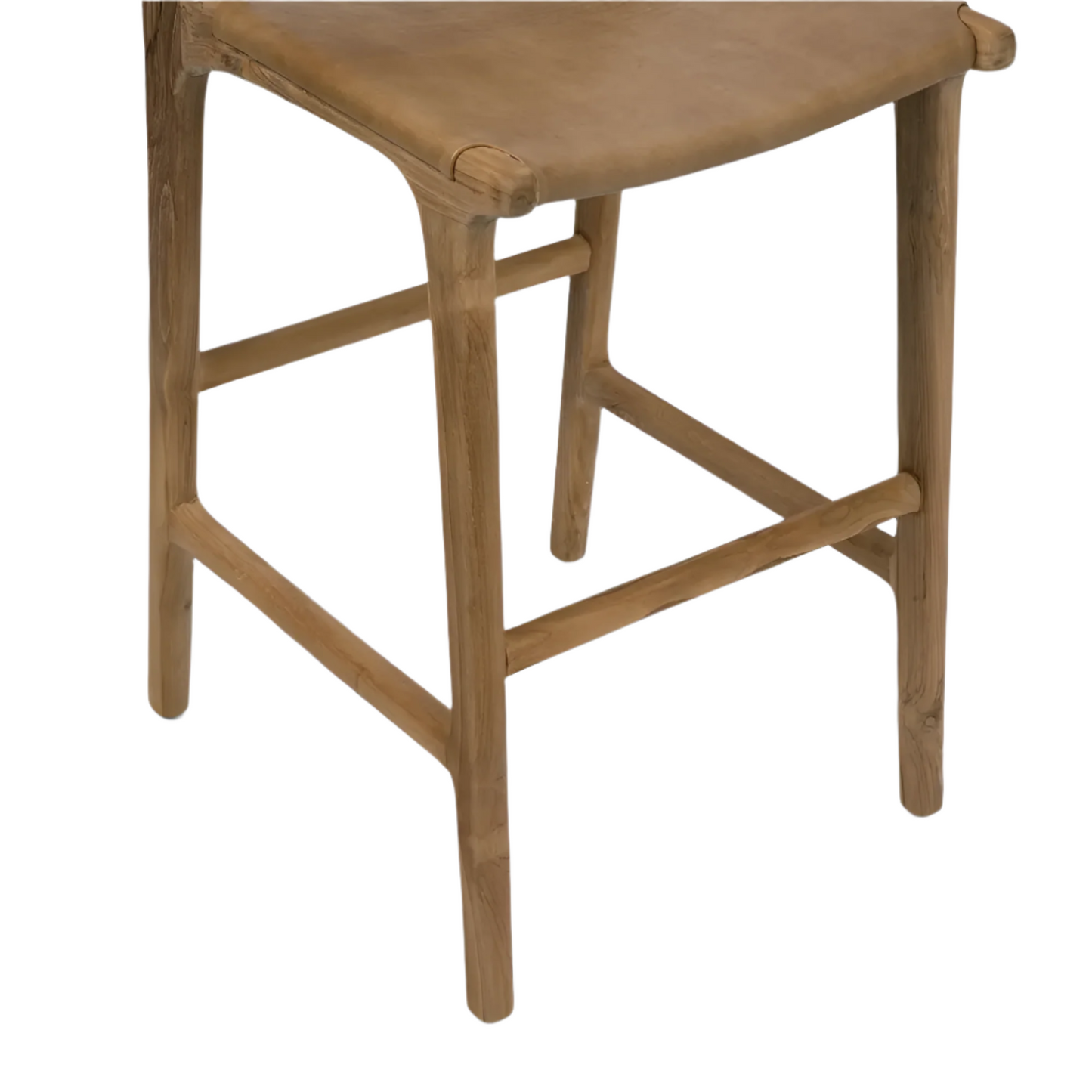 Marvin Leather & Wood Bar Stool Toffee