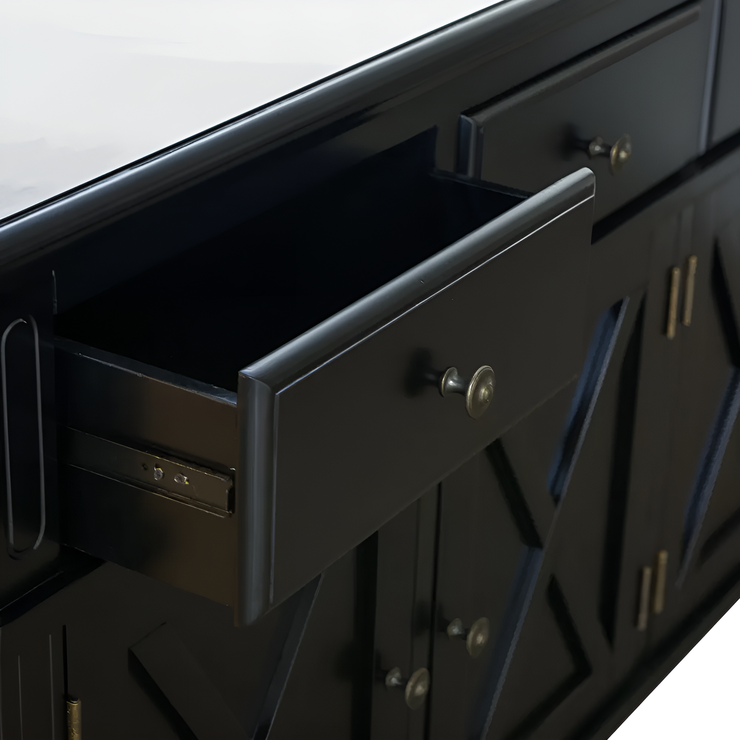 Sorrento 4 Door Hamptons Buffet Black, 188cm