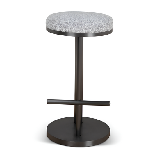 Blackburn Brushed Black and Light Grey Boucle Bar Stool