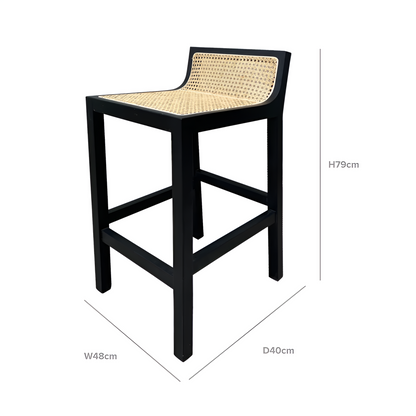 Amalfi Black Elm Wood Bar Stool