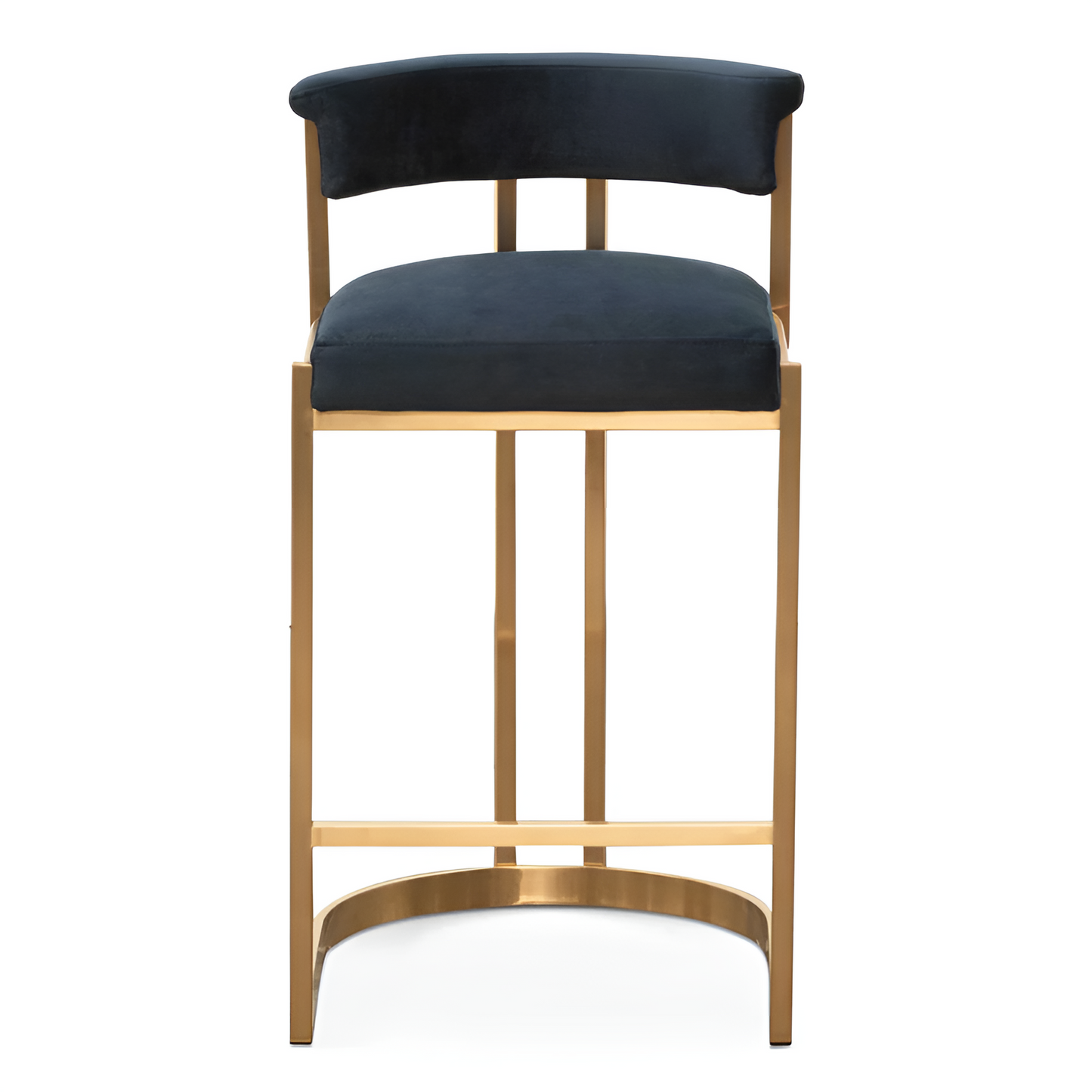 Aspen Indigo Velvet and Brushed Gold Bar Stool