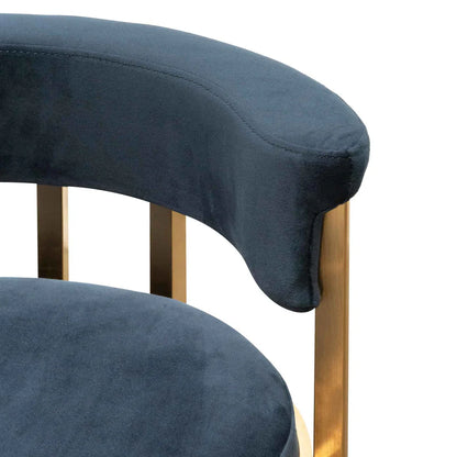 Aspen Indigo Velvet and Brushed Gold Bar Stool