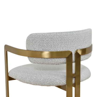 Ellis Grey Boucle and Brushed Gold Bar Stool