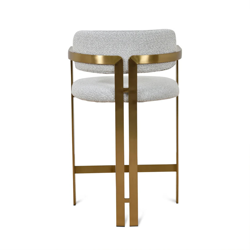 Ellis Grey Boucle and Brushed Gold Bar Stool