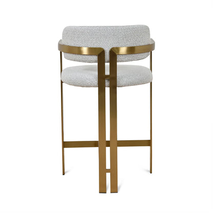 Ellis Grey Boucle and Brushed Gold Bar Stool