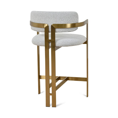 Ellis Grey Boucle and Brushed Gold Bar Stool