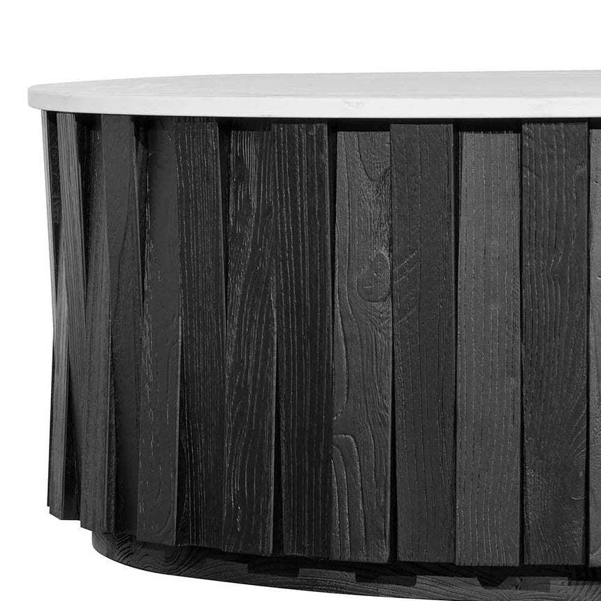 Nexus Porcelain Marble Top Round Coffee Table - Black