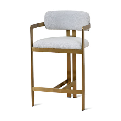 Ellis Grey Boucle and Brushed Gold Bar Stool