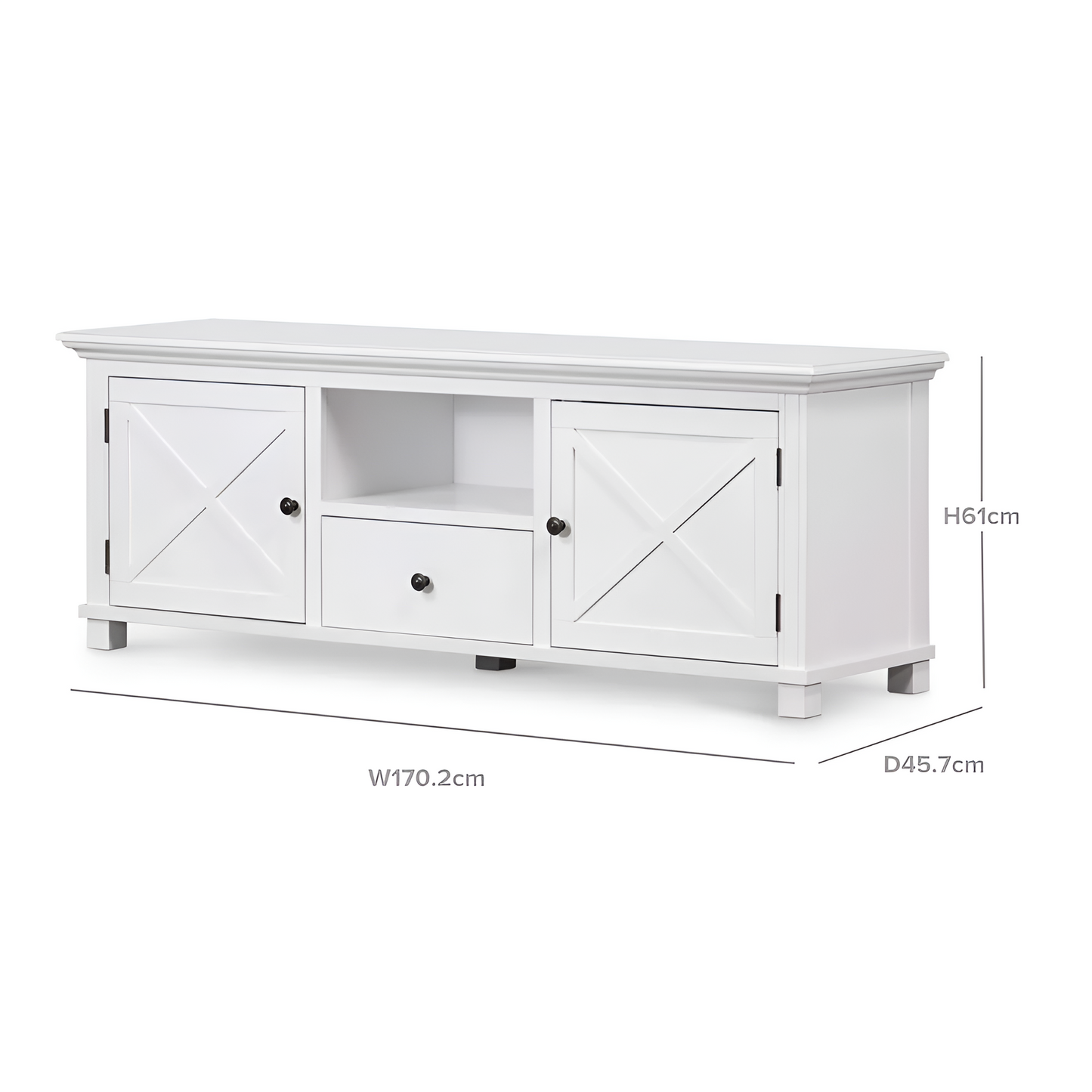 Sorrento Hamptons Entertainment Unit White, 1.7m