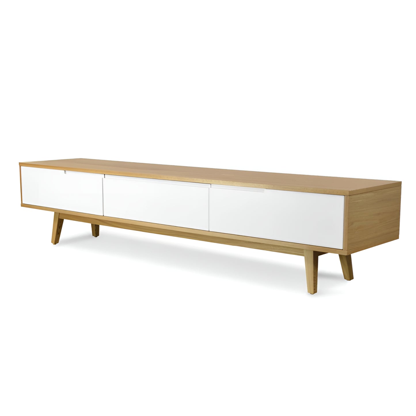 Lund Natural and White TV Unit, 2.1m, Lowline