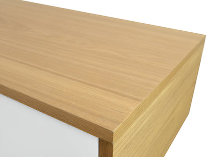 Lund Natural and White TV Unit, 2.1m, Lowline