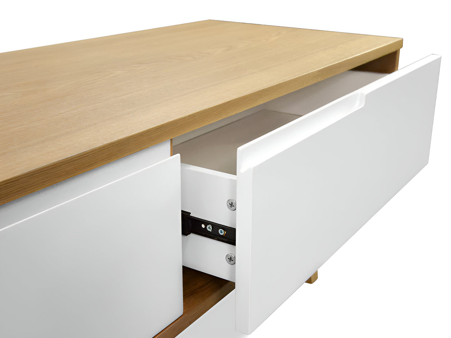 Lund Natural and White TV Unit, 2.1m, Lowline