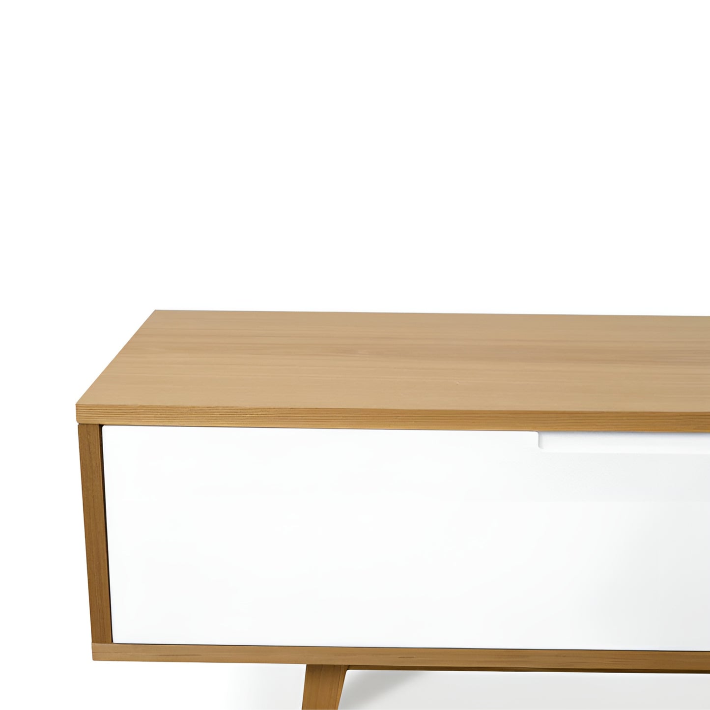 Lund Natural and White TV Unit, 2.1m, Lowline
