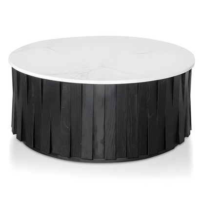 Nexus Porcelain Marble Top Round Coffee Table - Black