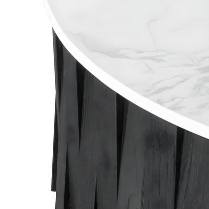 Nexus Porcelain Marble Top Round Coffee Table - Black