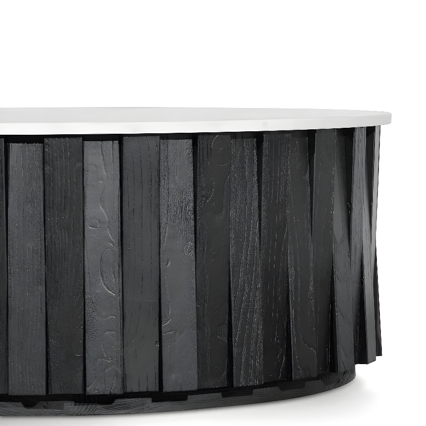 Nexus Porcelain Marble Top Round Coffee Table - Black