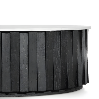 Nexus Porcelain Marble Top Round Coffee Table - Black
