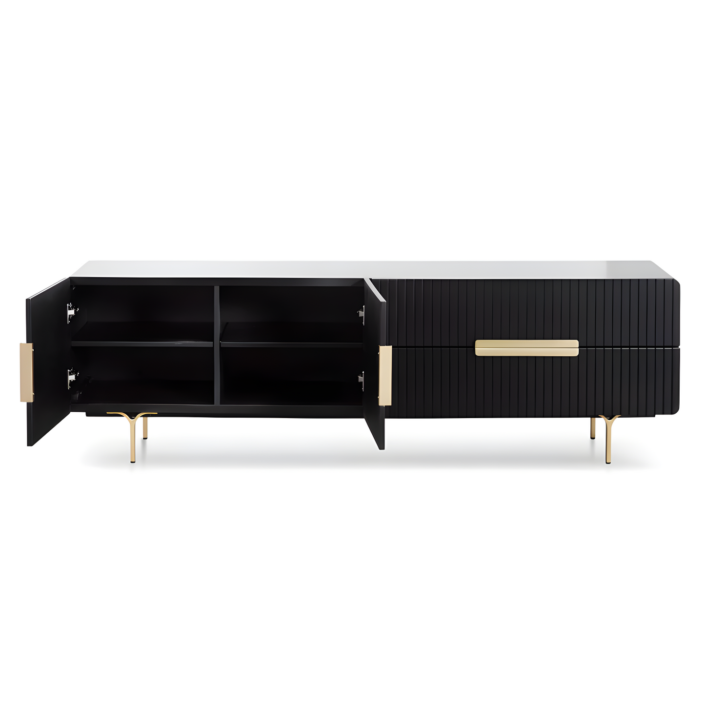 Phoenix Matt Black and Brass TV Unit