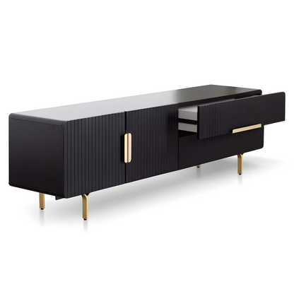 Phoenix Matt Black and Brass TV Unit