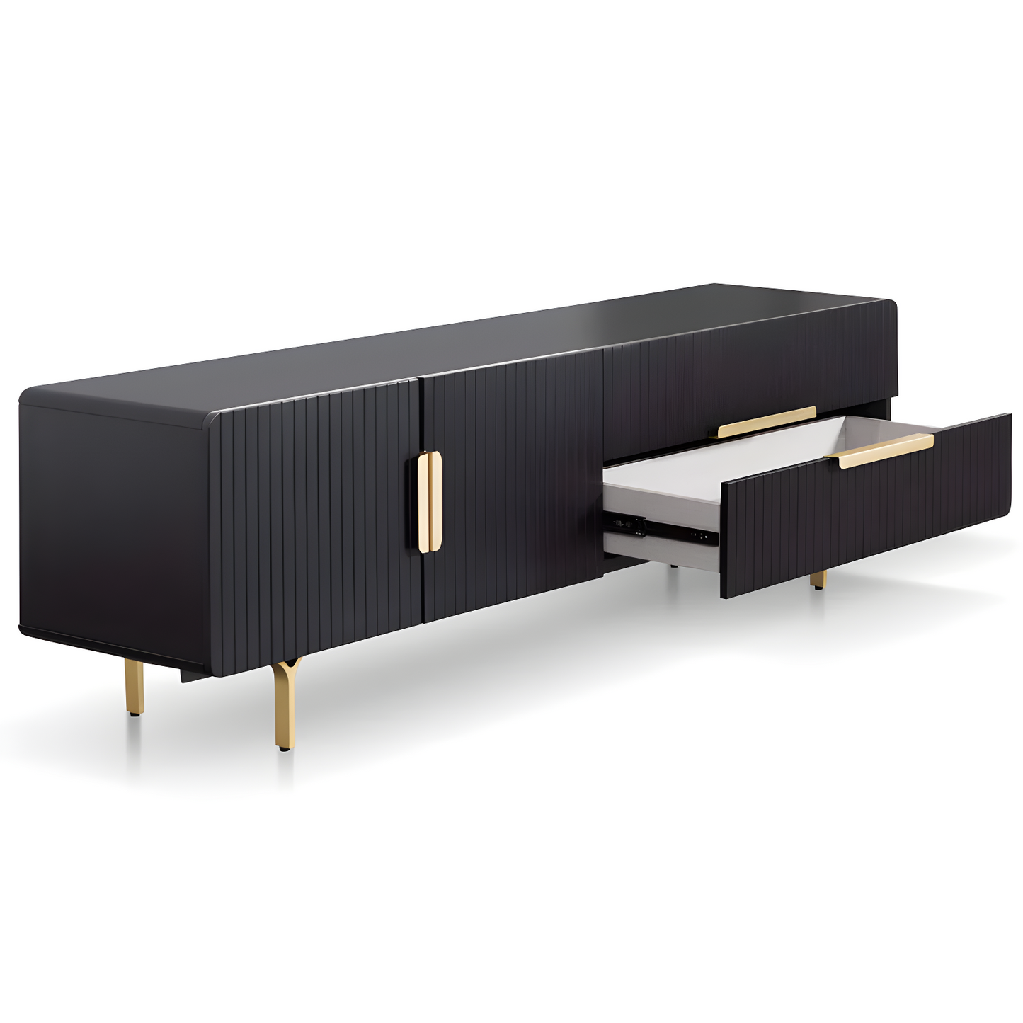 Phoenix Matt Black and Brass TV Unit