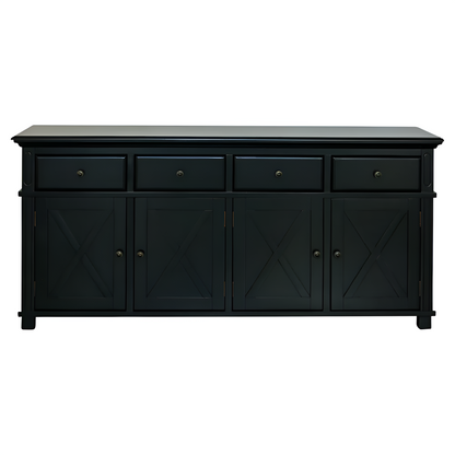 Sorrento 4 Door Hamptons Buffet Black, 188cm