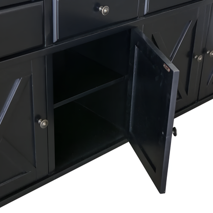 Sorrento 4 Door Hamptons Buffet Black, 188cm
