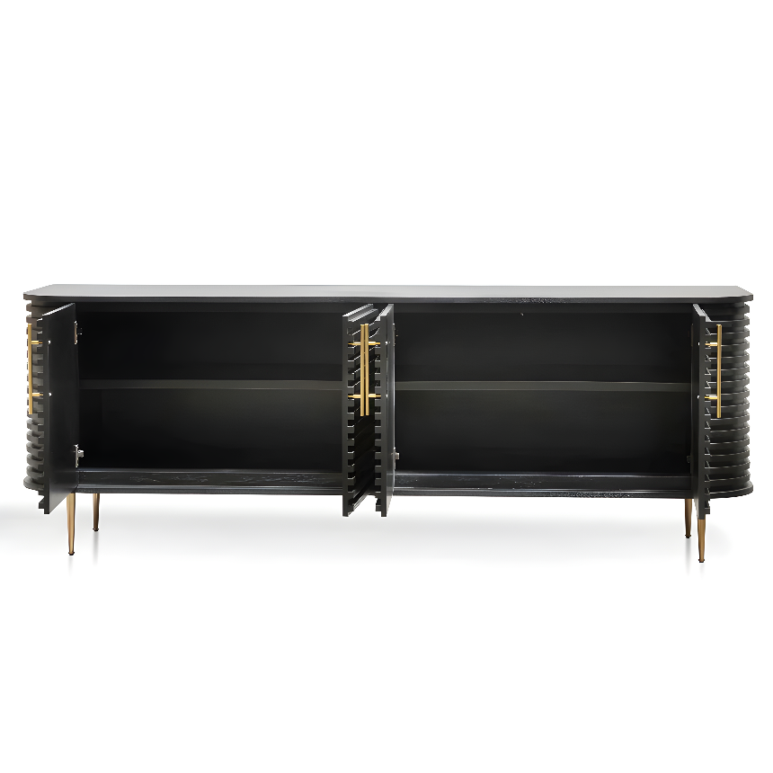 Stockholm Textured Black and Brass Buffet, 2.2m