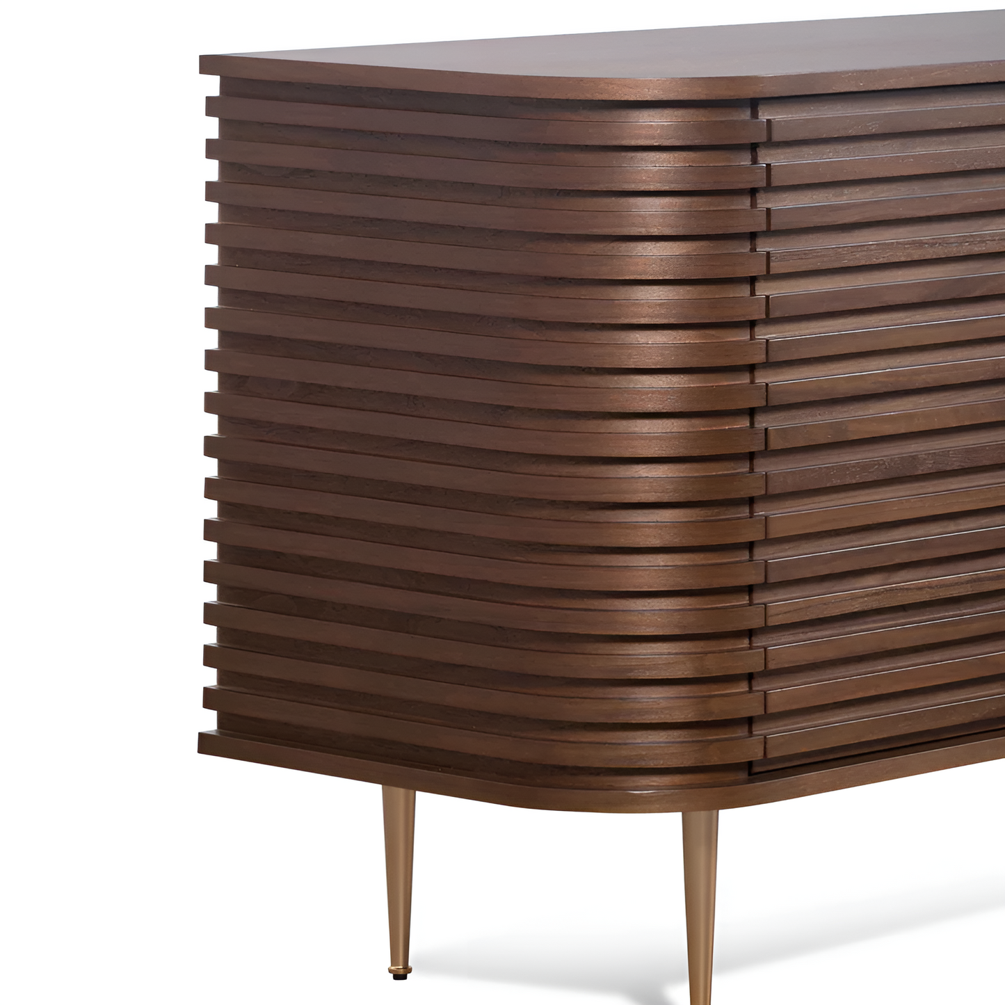 Stockholm Textured Walnut and Brass Entertainment Unit, 2.2m