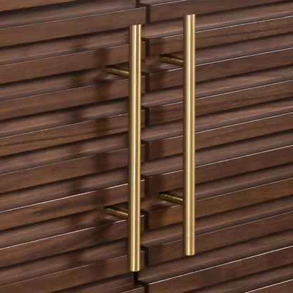 Stockholm Textured Walnut and Brass Entertainment Unit, 2.2m