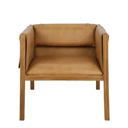Zayne Leather and Teak Chair
