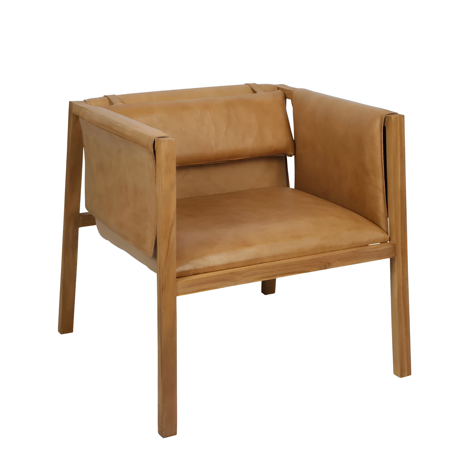 TEAK & LEATHER DINIG CHAIR① Zayne Leather and Teak Chair – Maple Cove Living