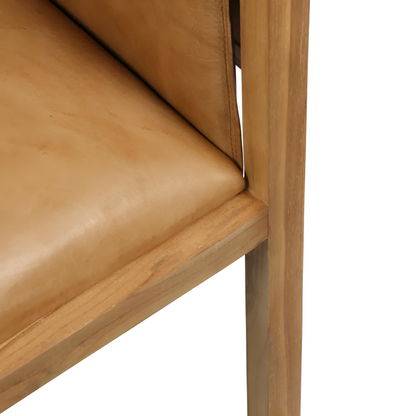 Zayne Leather and Teak Chair