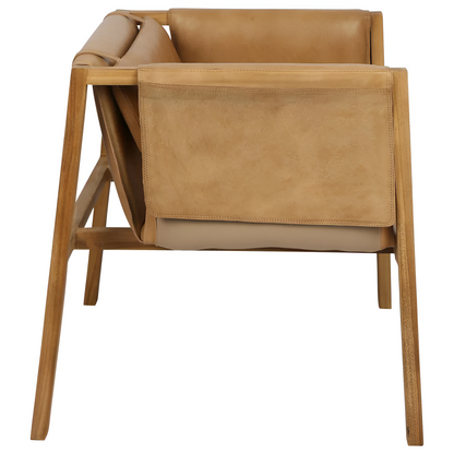 Zayne Leather and Teak Chair